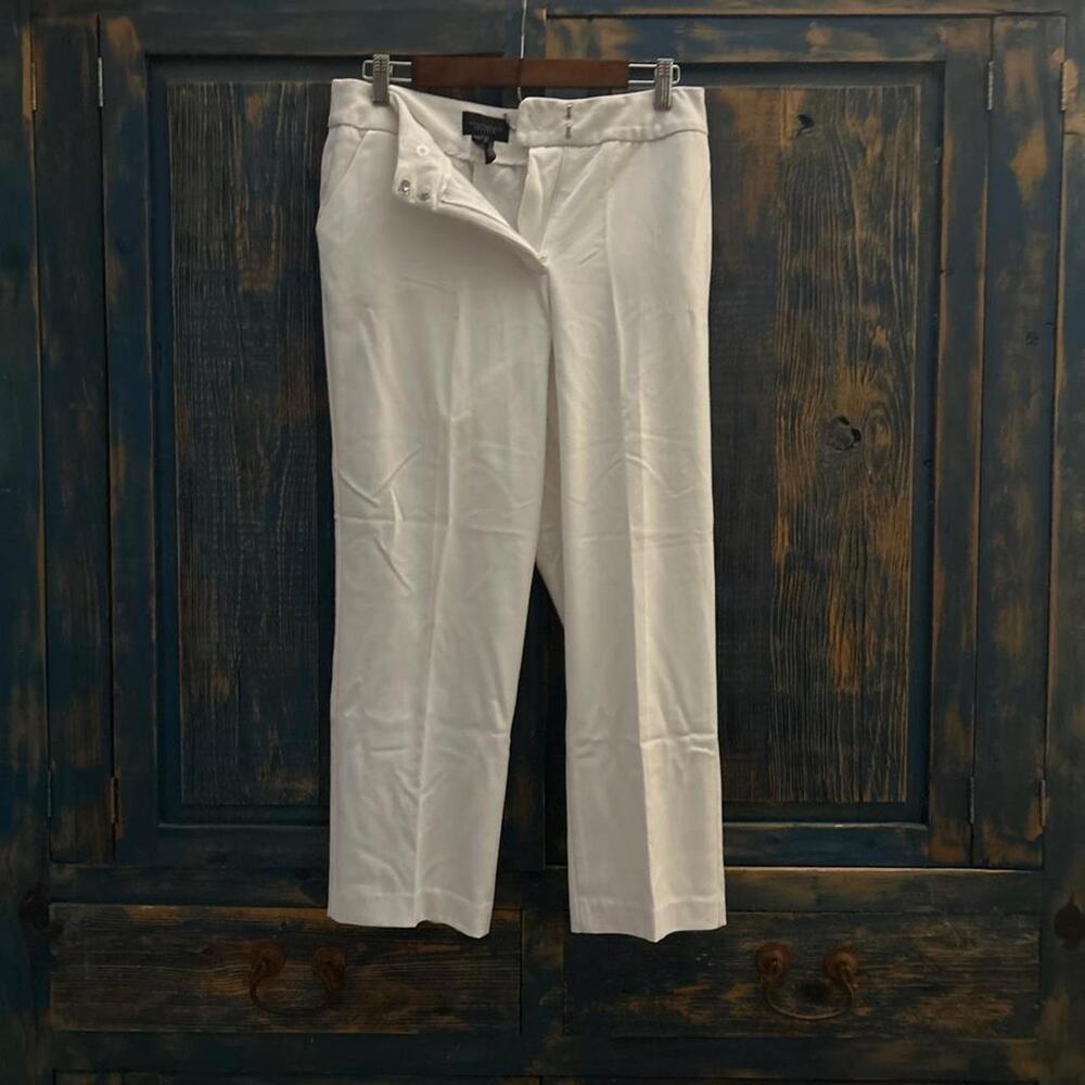 White high waisted straight leg pants in